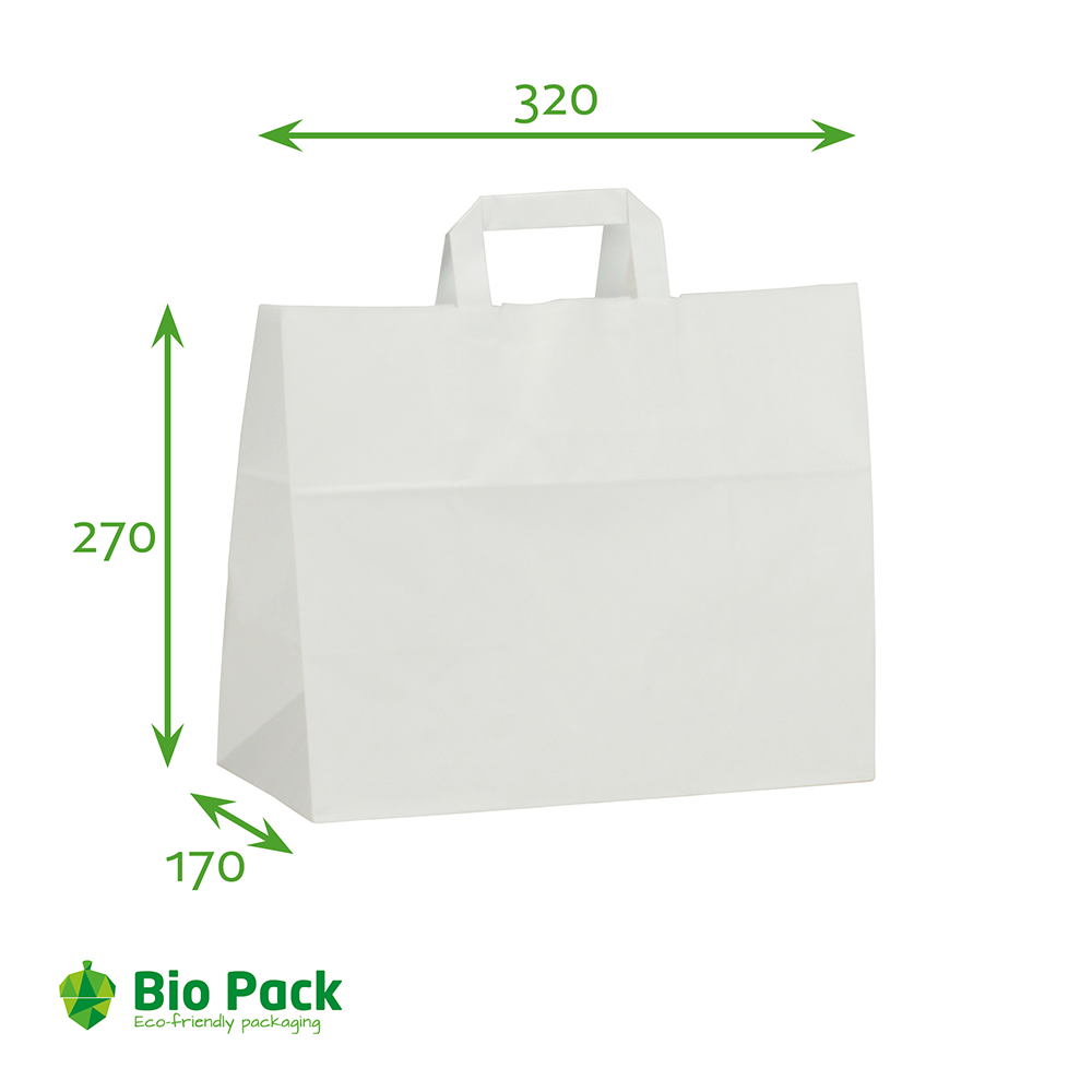 Draagtas wit - Groot - 250st. - 32+17x28cm