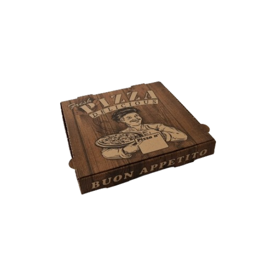 Pizzadoos - Bruin bedrukt - Golfkarton - 100st. - 26x26x4cm