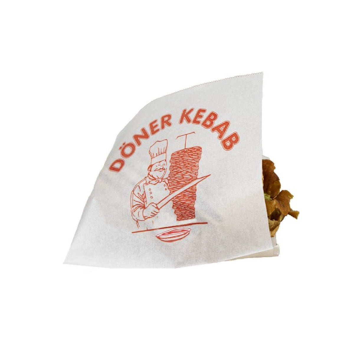 Döner Kebab zakjes 16x16 cm - wit - vetwerend - spender