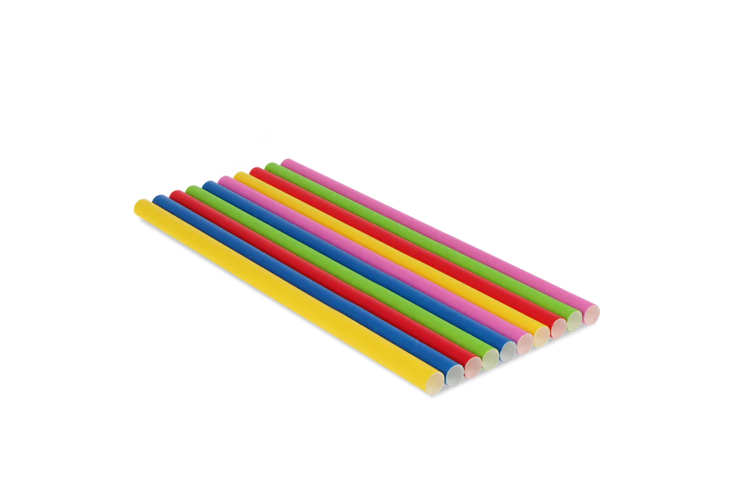 Papieren rietjes - Kleurrijk - 100st. - 24cm - 10mm dia