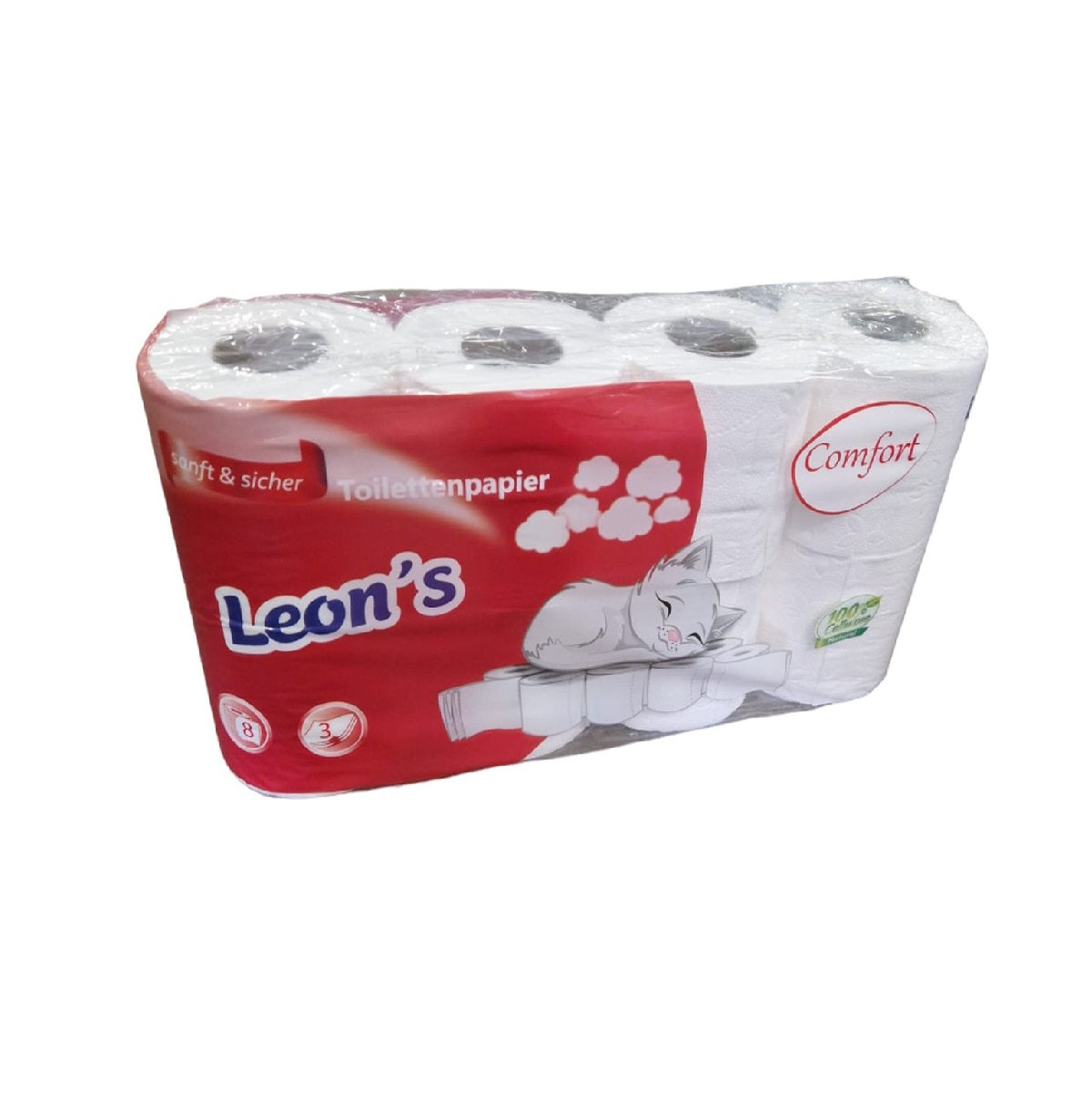 Leon's Toiletpapier 8 rollen - 3 laags - 250blad - 100% Cellulose