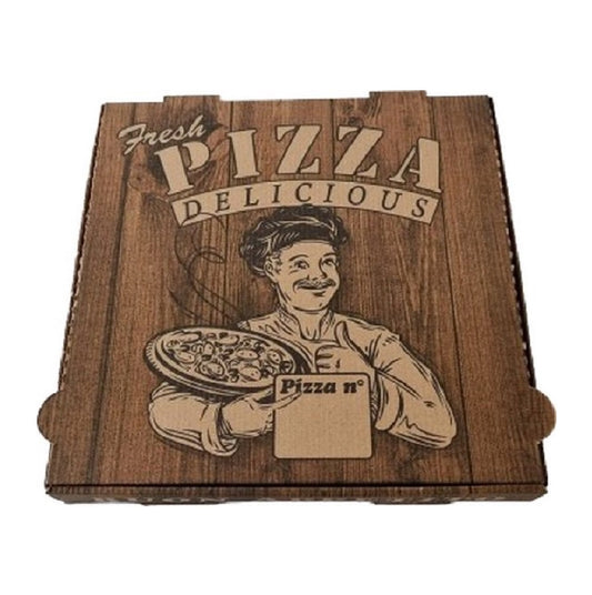Pizzadoos - Bruin bedrukt - Golfkarton - 100st. - 26x26x4cm