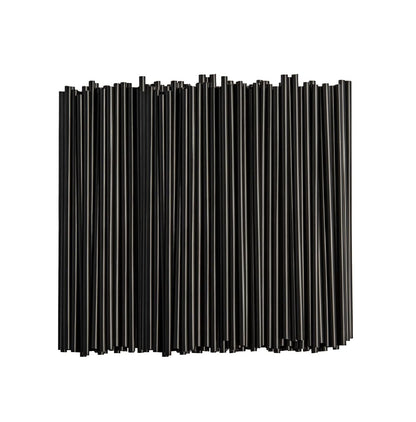 Rechte rietjes zwart - PP - 250st. - 8mm dia - herbruikbaar