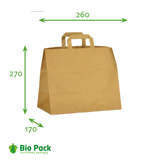 Draagtas bruin - Middel - 250 stuks - 26+17x27cm