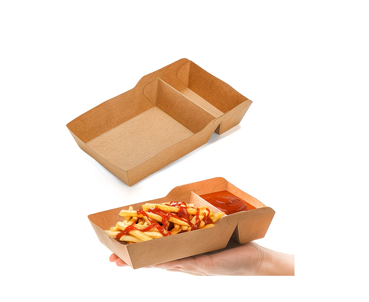 Snackbak A22 - Groot Patatbak - 50st. - bruin - kraft - 17,6x6,8x4cm