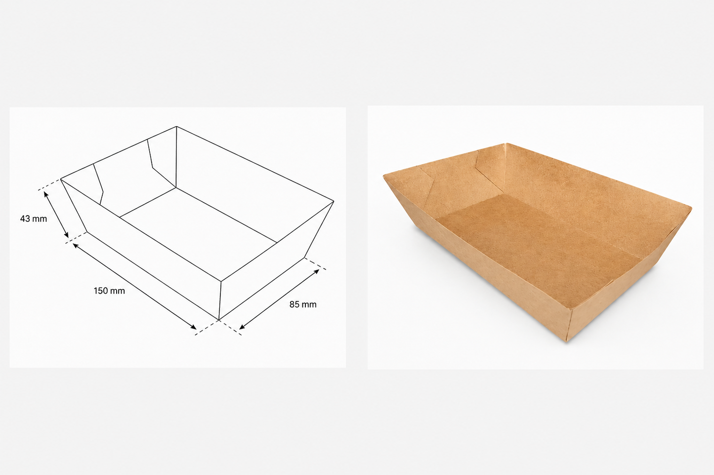 Snack container A9 - 50 pcs. - brown - kraft - 11.5x6.7x4cm