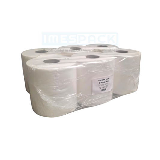 Poetsrol - Torkrol - 6 rollen - 2 laags - 100% CELLULOSE