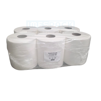 Poetsrol - Torkrol - 6 rollen - 2 laags - 100% CELLULOSE