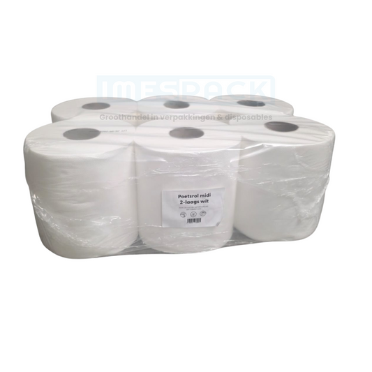 Poetsrol - Torkrol - 6 rollen - 2 laags - 100% CELLULOSE