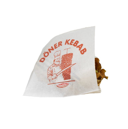 Döner Kebab zakjes 16x16 cm - wit - vetwerend - spender