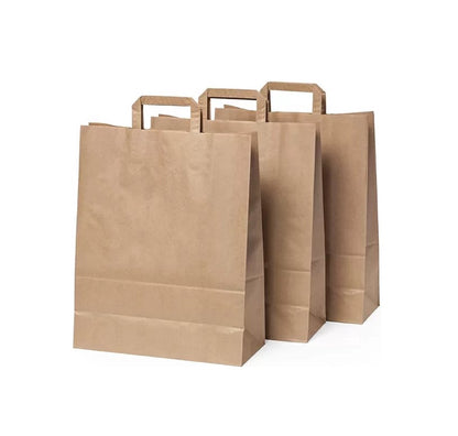 Draagtas papier - Groot - Bruin - 250 stuks - 32+16x27cm