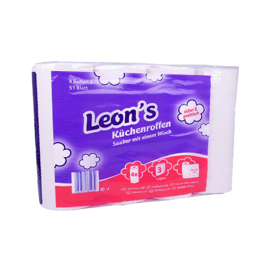 Leon's Keukenrol 4 rollen - 3 laags - 51blad WIT