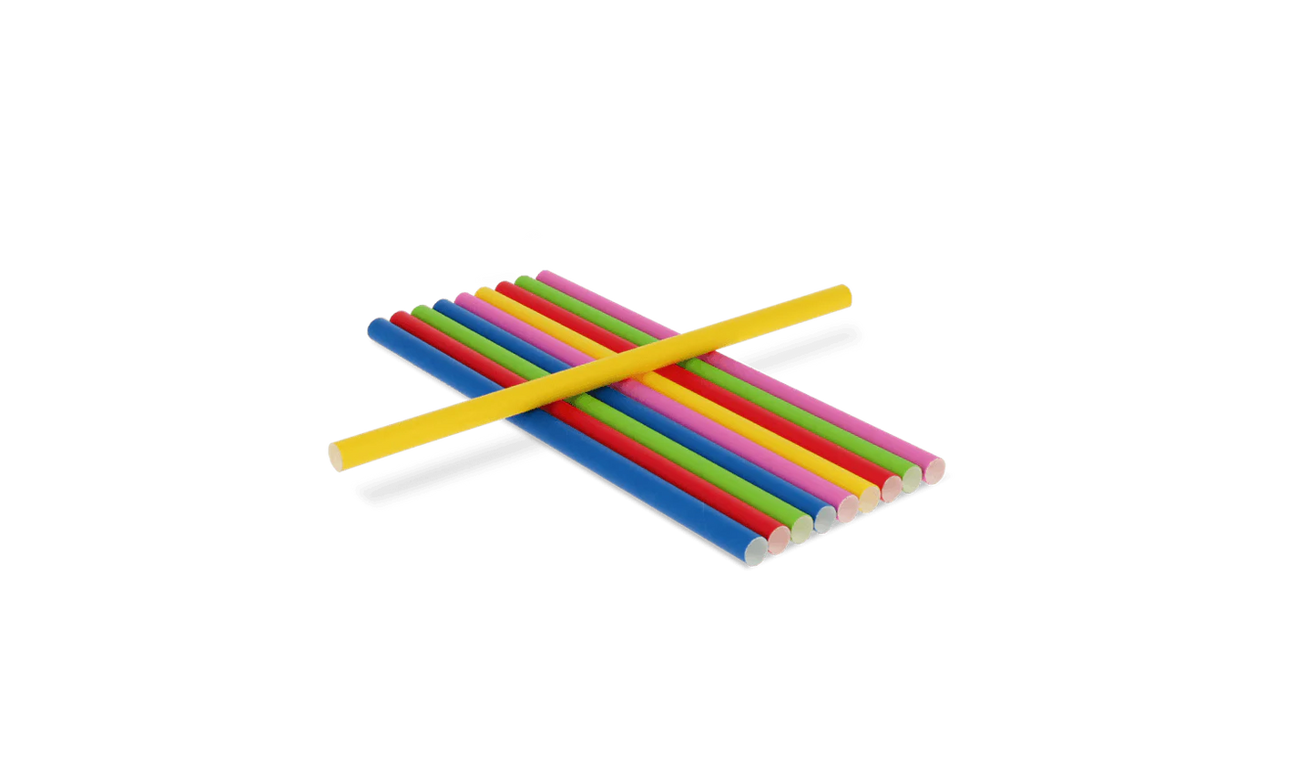 Papieren rietjes - Kleurrijk - 100st. - 24cm - 10mm dia