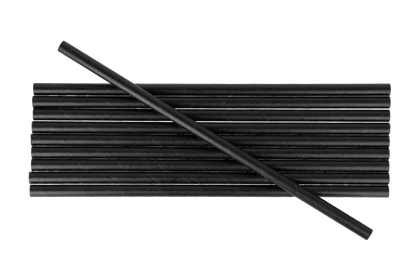 Papieren rietjes - Zwart - 100st. - 24cm - 8mm dia